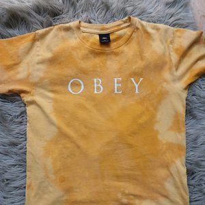 OBEY worldwide yellow tshirt- size S